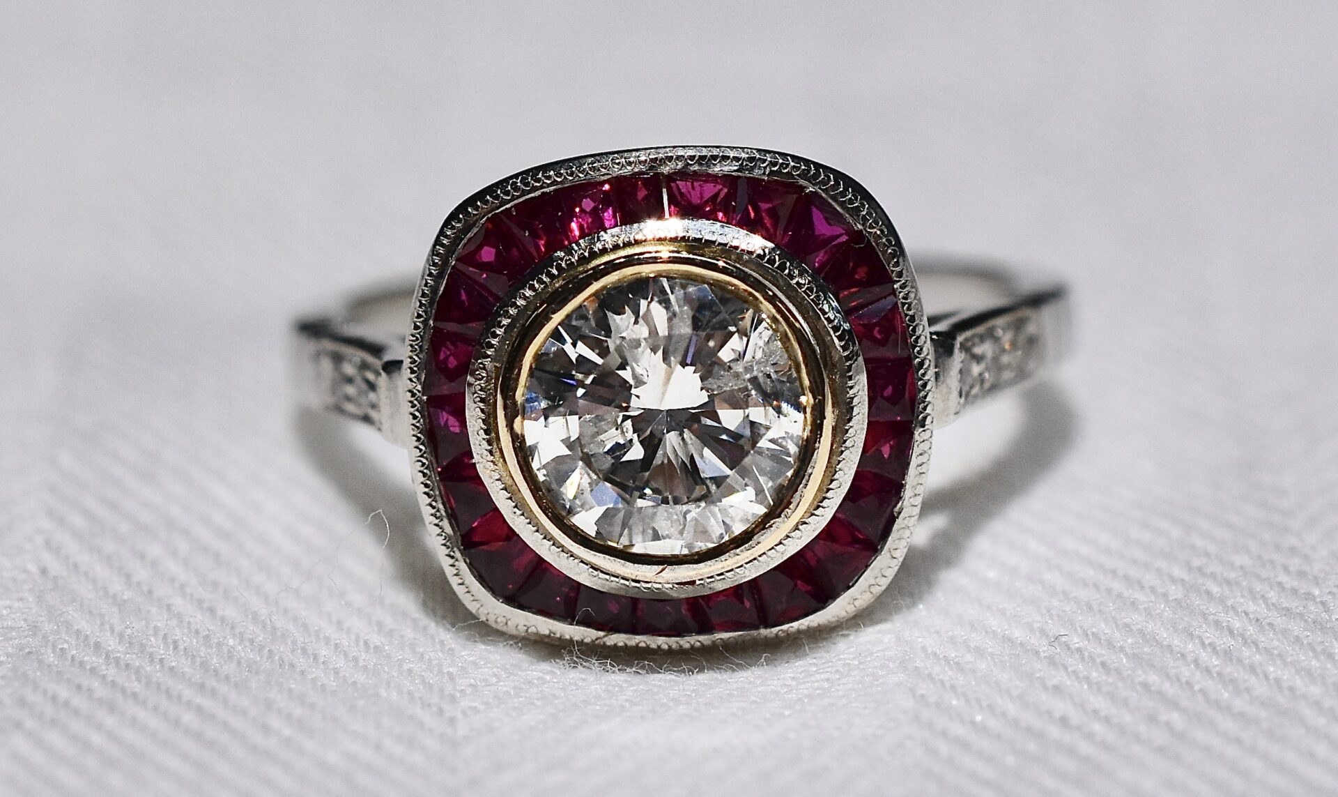 Vintage Diamond Ring with Rubies